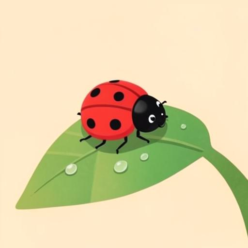 Lulu the Ladybug — a happy red ladybug on a green leaf