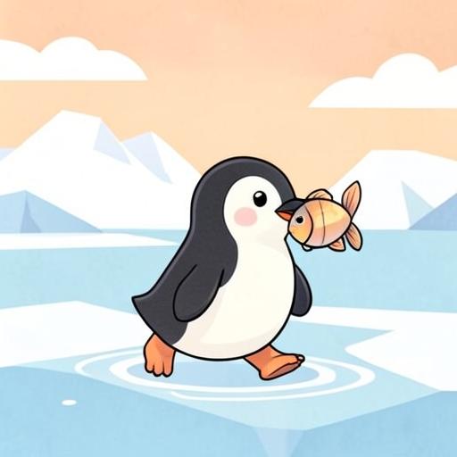 Paco the Penguin — a small penguin waddling on ice