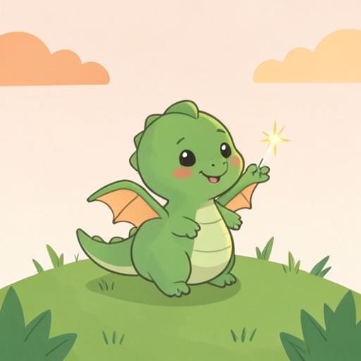 Sparky the Dragon — a small friendly green baby dragon