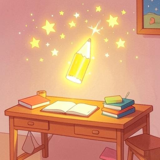 The Magical Pencil — a glowing pencil drawing sparkling stars